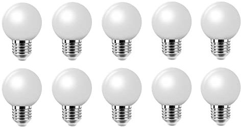 Jiotouhu 10 Pezzi Lampadine LED E27 Bianco Freddo, 2W equivalenti a 20W, 200Lm, Consumo Basso, Lampada E27 per Luci d'atmosfera Casa Patio Esterno Decorazione Feste Matrimoni