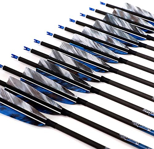 ACCMOS 700-Spine Flèche 31-Pouces Flèche Flèches Carbone Flèche Cible Flèche de Chasse Arc à Poulies Arc Recurve Adulte Jeunesse Tir à l’Arc Entraînement 18pcs Style2