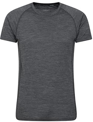 Mountain Warehouse Summit Mens Merino Baselayer T-Shirt – Extra Warm Wool, Round Neck Tee, Short Sleeves – Ideal to Wear As A Thermal Top in The Winter Dark Grey (02) M