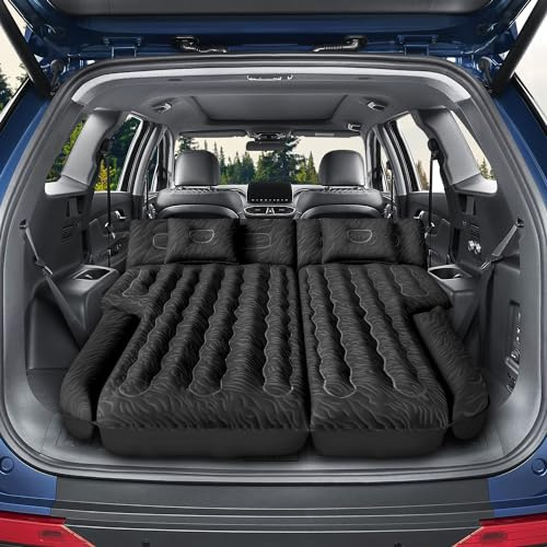 DikaSun Inflatable SUV Air Mattress Bed, Double-Sided Flocking Travel Camping Bed with Air Pump and 2 Pillows for Universal SUV