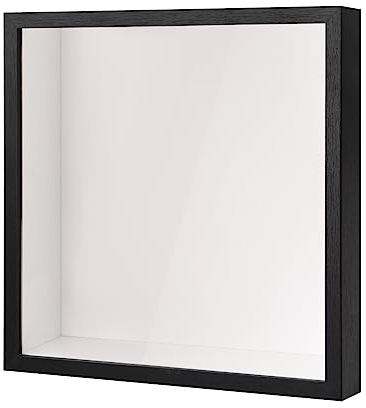 heavenlife Cornice 3D Profonda per Oggetti, 3D Ombra Profonda Box, Cornice Portafoto 3D con Foglio Acrilico Trasparente, Cornice Contenitore per Medaglia Souvenir Regali Fiore (Nero 27x27cm)