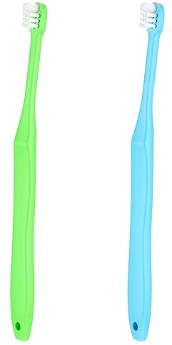 WLLHYF 2 Pieces Tuft Toothbrush Small Head End Tapered Interdental Interspace Nursing Soft Tiny Toothbrush Orthodontic Periodontal Dental Products(Blue + Green)
