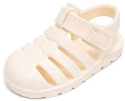 Luffymomo Unisex-Child Closed-Toe Sandals Summer Sport Lightweight Sandal EVA Outdoor Water Shoes for Boys and Girls(Little Kid/Toddler) (8 M US Milk White Toddler)