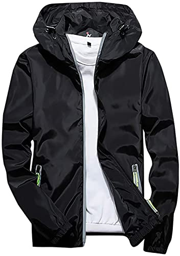 HIFI7 Chaqueta para lluvia para hombre Chaqueta de ocio al aire libre con capucha impermeable Chubasquero Hombre Cortaviento Ligero con Cremallera