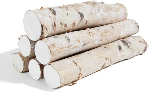 6 Pack Birch Logs Decorative Birch Branches Natural Birch Log for Decoration,Crafts,DIY, Fireplace Decor Firewood(Birch Logs:2.3-3.2 Dia. x 16.5 Length)