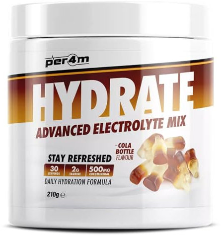 Per4m Hydrate Electrolyte Mix Powder | 500mg Cocomineral | Replenish Essential Electrolytes | Aiding Muscle Function, Cardiovascular Health, Neurological Support (Cola Bottle, 210g)