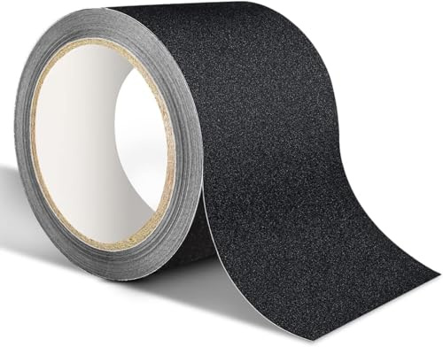 XFXIA Halkfria tejp, halkfria remsor med självhäftande, halksäkert band för trappor golvbeläggning, starkt självhäftande tejp (5 cm x 18 m, svart)