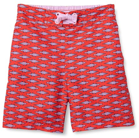 Amazon Essentials Boy's Quick Dry Swimming Board Shorts Swim Trunks, Lilac Red Crocodiles, Large