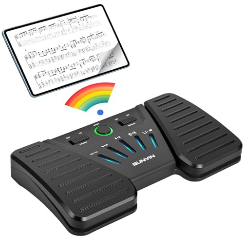 Trådlös sidvändare pedal buletooth fotpedal musik sidvändare för telefoner iPad surfplattor telefon uppladdningsbar handsfree (svart)