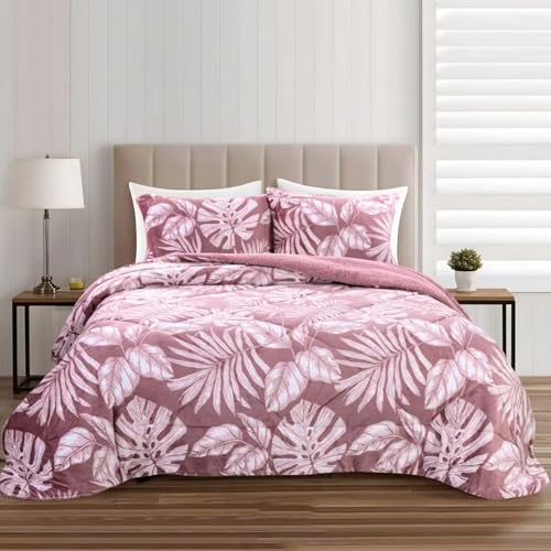 HOMEYA Edredón Borreguillo Invierno 240x260 cm para Cama 135/150, Reversible Franle Sherpa, Relleno Microfibra, Nórdico Cálido Suave, con 2 Fundas de Almohada 50X70 cm