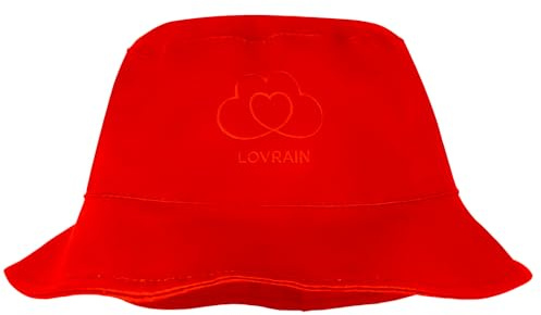 LOVRAIN Chapeau cloche imperméable pour enfants Protection solaire et pluie pour filles et garçons, Rouge, 1-2 Years