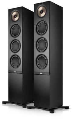 Teufel Stereo L 2 - Paire d'enceintes Actives sur Pied sans Fil Bluetooth WLAN Multiroom Streaming Radio Internet, boîtier en Bois, Enceintes Hi-FI, 190 Watts, système à 3 Voies - Noir (Noir)