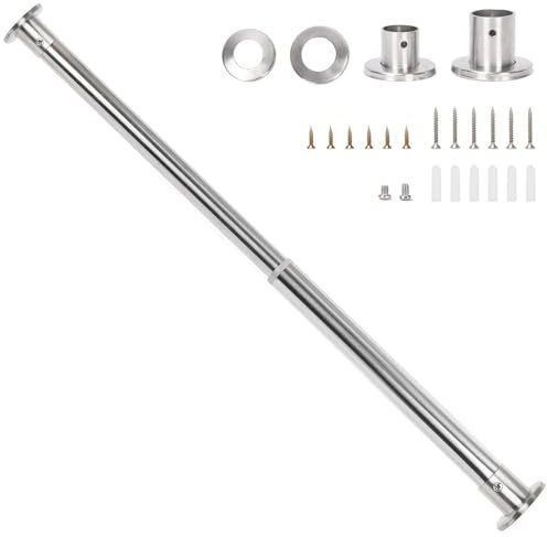 Wardlock 33cm-54cm Extendable Stainless Steel Wardrobe Rail, Adjustable Clothes Rail Pole With End Sockets