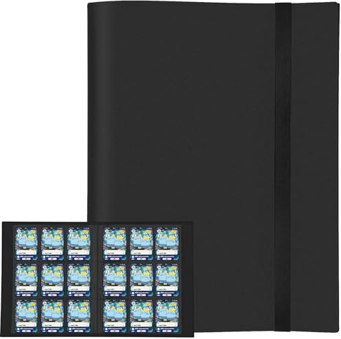 MIN CI 360 Pockets Trading Card Binder, Cards Collection Album With Spring Belt, Transparent Card Folder Sports Cards Book for Football 40 Pages, 9 Pockets per Page (Black)