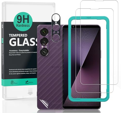 Ibywind für Sony Xperia 1 VII 5G, 2 Stück Panzer Schutz Glas,mit 1 Stück Metall Kameraschutz,1 Stück Rückseitenfolie,9H Härte Schutzfolie,Blasenfrei