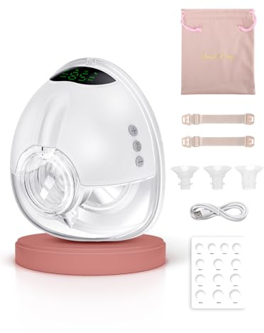Lulia Tire Lait Electrique Main Libre avec 4 Modes, 9 Niveaux, Forte Aspiration de 350mmHg, Sans BPA, Portable Tire-lait avec Bride de 17/19/21/24 mm (1 Paquet, Blanc)