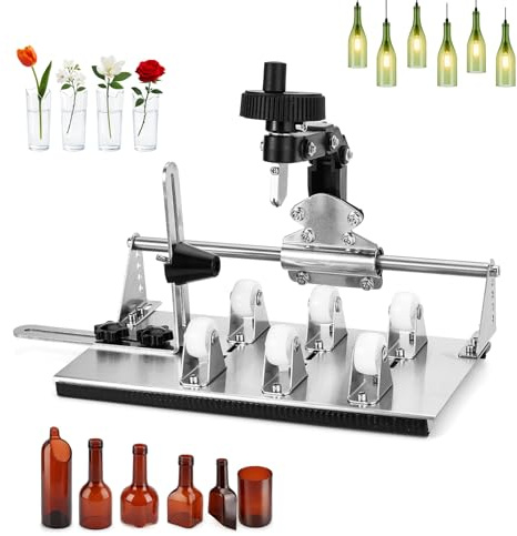 Fukaisu Kit Tagliabottiglie in Vetro Aggiornato, Strumento Tagliabottiglie in Acciaio Inossidabile Set Fai da Te Professionale per Bottiglie Rotonde e Quadrate