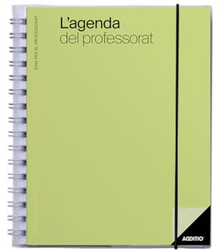 ADDITIO Agenda des enseignants | Planification trimestrielle | Vue hebdomadaire | Évaluation | Taille 16,5 x 21,5 cm | Catalan | Lime