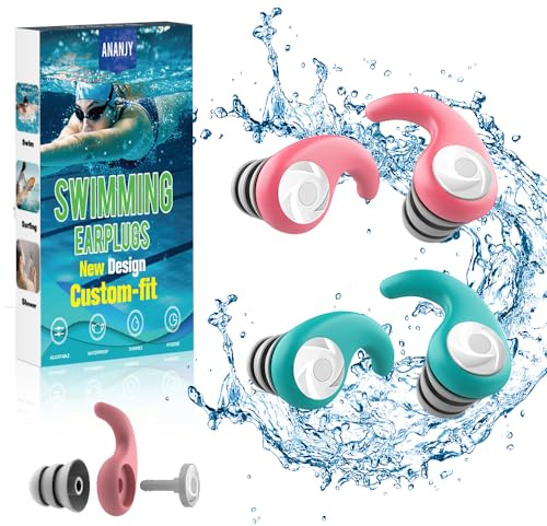 Waterproof Swimming Ear Plugs for Adults Kids, 3 Pairs Soft Silicone