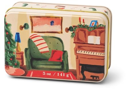 Paddywax Holiday Candles Small 2-Wick Scented Soy Wax Candle in Tin, 5-Ounce, Pomegranate Spruce