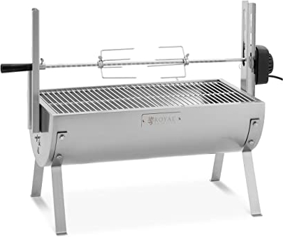 Royal Catering RCSG-70PB - Asador giratorio (15 kg, longitud de pincho: 82 cm, acero inoxidable)