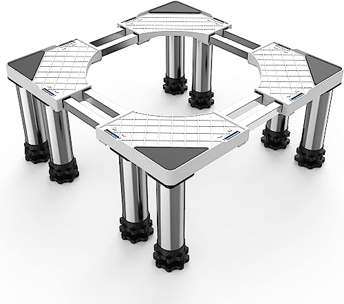 DEWEL Waschmaschinensockel mit 8 Füßen + 8 Röhren, Bärenlast 500kg Verstellbarer Waschmaschinensockel für Kühlschrank, Trockner und Gefrierschrank (Einstellbare 54,5-67 cm, 17.5-20.5 cm)