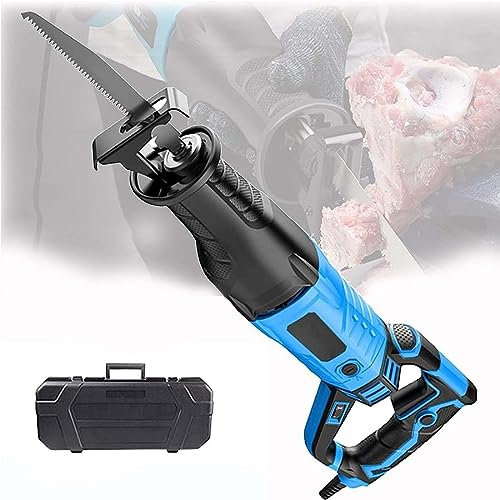 DPDZSW Sierra Sable Eléctrica,Sierra para Huesos Profesional,Sierra para Carne De Acero Inoxidable,Carnicero Eléctrico para Cortar Huesos,Metal,Madera,Plástico,Motor Cobre Puro,Blue