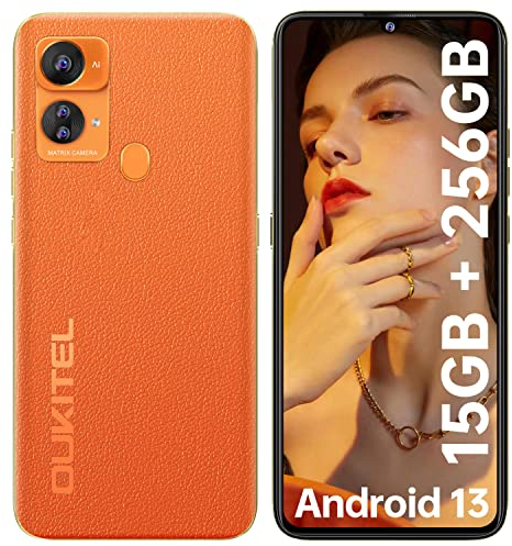 OUKITEL C33 Smartphone Android 13, 15GB+256GB/2TB Espandibile, Telefono Cellulare Octa Core, 6.8 HD+ Telefoni Cellulari, 50MP+5MP, 5150mAh, 4G Dual SIM/Face ID/Fingerprint/OTG/GPS-Arancione