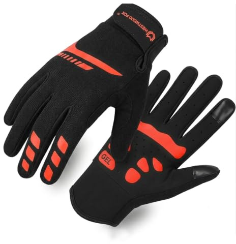 Westwood Fox Guantes de Ciclismo de Dedos Largos, Antideslizantes, Pantalla Táctil Antigolpes Impermeables para BMX MTB Mountain Bike de Carreras para Ciclismo Correr Escalada Esquí Hombre y Mujer