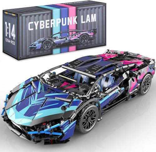 Technik Sportwagen Bausteine, 1314 Klemmbausteine 1/14 Technik Auto MOC Rennwagen Bausatz, Technik Supersportwagen Modellbausatz Konstruktionsspielzeug Kompatibel mit Großen Marken