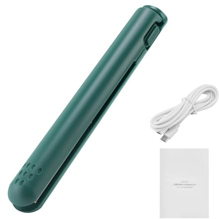 MRNHA Mini Plancha de Pelo PortáTil Cable USB para Rectas y Rizadas de Doble Uso Planchas de Rizado para Estudiantes Verde