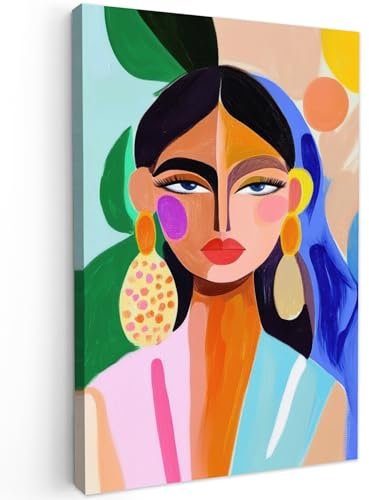 MuchoWow© Impressions sur Toile 40x60 cm Deco Tableau Murale Decoration Salon Peinture Tableaux Chambre Toiles Maison Portrait - Femme - Moderne