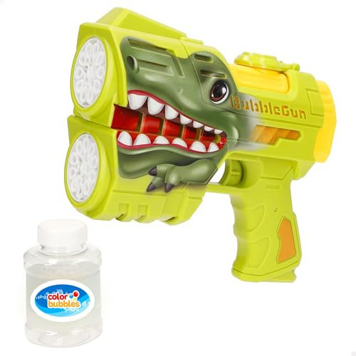 ColorBaby Color Bubbles 39097 Pistolet à Bulles électrique Croc en Forme de Crocodile, avec Flacon de 110 ML de Bulles et Piles, Facile à Utiliser, idéal pour l'extérieur