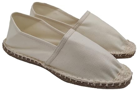 Espadrillas Uomo e Donna in Tela, Scarpe Estive Slip On, Classiche Espadrilles Basse Fondo in Gomma (Beige, Sistema Taglie Calzature EU, Adulto, Donna, Numero, Media, 40)