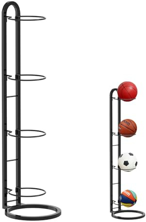 XINGNA Support de Ballon à 4 Niveaux pour Ballons de Football, Basket-Ball, Volley-Ball, Support de Rangement Amovible en Métal pour Ballons de Football, Support de Basket-Ball, Présentoir pour Salle