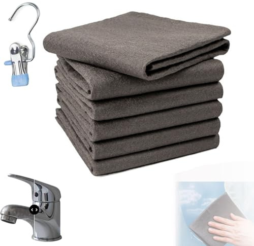 Qosigote Magicclean - Chiffon Nanofibre Ultra-Absorbant Anti-Calcaire, Magic Clean Chiffon, Nettoyage Efficace pour Miroirs, Vitres Voiture, Cuisine Et Salle De Bain (5 pièces,30 x 30 cm)