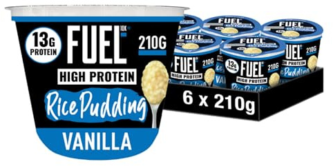 FUEL10K Vanilla High Protein Rice Pudding, 210 g (6-Pack) | 13 g Protein, Low in Fat, Convenient Spoonable Snack, Ideal for Post-Workout, Rich & Creamy Dessert or Breakfast