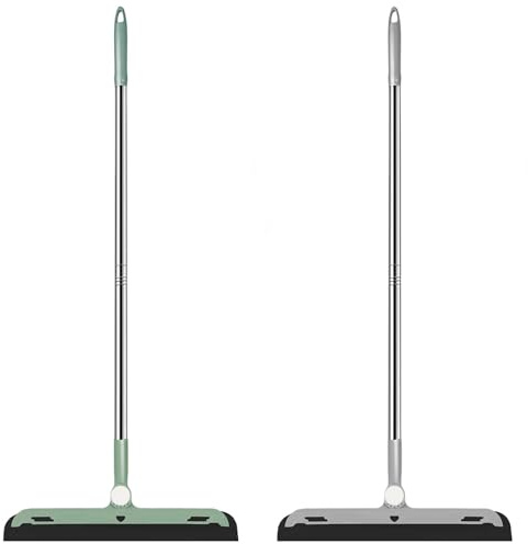 PARFCO 2 Piezas Rasqueta Suelo, Squeegee para Ducha 180° Rotatoria, Rasqueta limpiacristales con Mango Extensible, Verde y Gris, Ideal para Baño, Cocina, Balcón