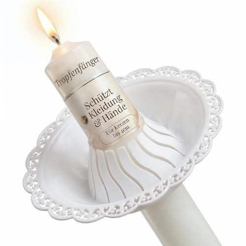 ELBKAISER - Bougie de Communion Anti-Goutte avec Bordure, Protection Anti-Gouttes pour Baptême, Fête Impeccable