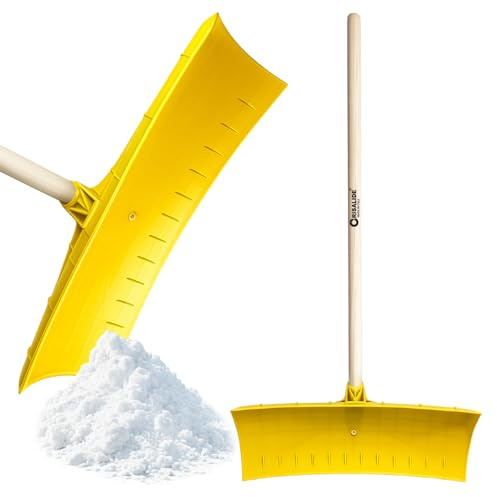 Crisalide® - Pala da Neve con Manico 130 cm in Legno di Faggio – Spingi Neve Multiuso 61 cm in Polipropilene PP, Peso 670 g – Pala Spingineve per Neve, Cereali, Ghiaia e Fango per Vialetti Cortili