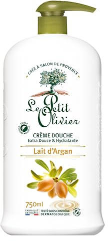 Le Petit OLIVIER – Crema de ducha extra suave e hidratante – Leche de argán – Para toda la familia – PH neutro para la piel – Sin jabón, sin colorantes – Fabricado en Francia – 750 ml