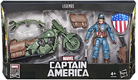 Hasbro Marvel Legends Series E4704CB0 Captain America mit Fahrzeug und Zubehör, Mehrfarbig