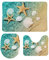 3-teiliges Badvorleger-Set Muscheln Seestern Farbverlauf Maritim Strand rutschfest WC-Deckelbezug + Badematte