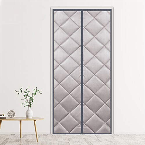 Liveinu Isolant Thermique Isolation Porte Avec Magnétique Moustiquaire Rideau De Porte Isolant Coton Rideau d'occultation Coupe-vent Imperméable Isolation Phonique 100x205cm Cuir PU Gris