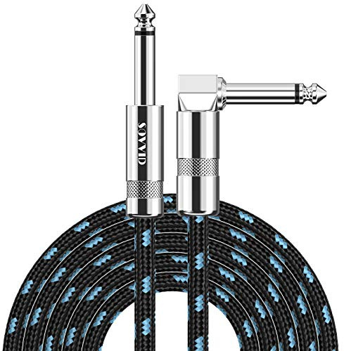 Sovvid Professional Guitar Cable 3M/10FT, Braided Guitar Lead Instrument Cables 6.35mm 1/4 Inch Jack Cord for Electric Guitar Bass, Amp, Speaker, Keyboard, Mandolin, Pro Audio (Black Blue)