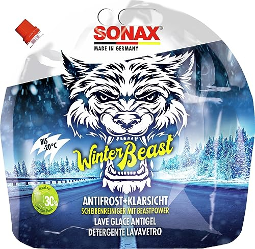 SONAX WinterBeast AntiFrost+KlarSicht Gebrauchsfertig bis -20 °C (3 Liter) schneller, schlierenfreier & effektiver Scheibenreiniger für den Winter, Art-Nr. 01354410