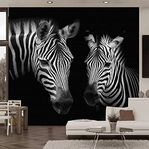 3D Mural Wallpaper Black and White Zebra Couple 3D Murals Wallpaper for Bedroom and Living Room Wall Decoration
