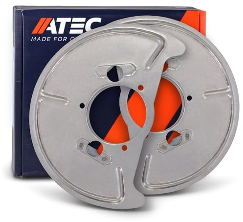 ATEC Germany 2x Placa de anclaje delantera izquierda y derecha Protección contra salpicaduras para disco de freno Compatible con VW TRANSPORTER T3 Bus, TRANSPORTER T3 Box, TRANSPORTER T3 Flatbed