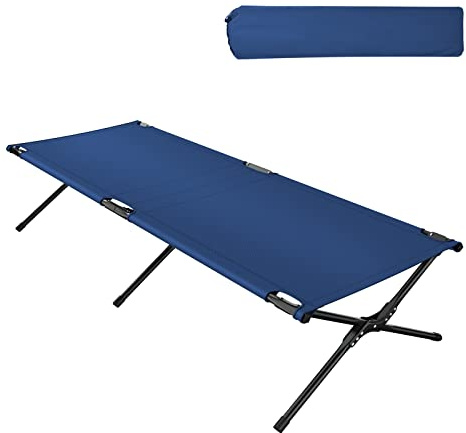 GOPLUS Lit de Camping Pliable pour 1 Personne, 190X67X42 CM, Capacité 150 KG, Lit d’Appoint Portable Léger avec Cadre en Métal et Tissu Oxford, pour Camping, Randonnée, Voyage (Bleu)