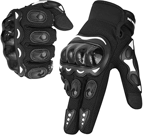 WESTWOOD FOX Motorradhandschuhe Herren Damen, Vollfinger Touchscreen Motorradhandschuhe für BMX MX ATV MTB Reiten, Jagen, Klettern und Outdoor-Sportarten (Schwarz, S)